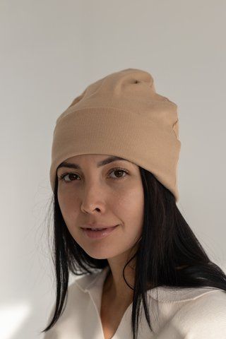 Шапка панчоха в рубчик демісезонна D.Hats бежевого кольору 2432697414 фото