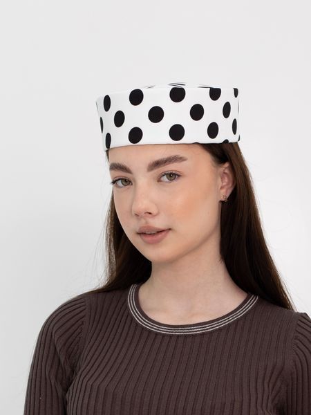 Шляпа таблетка коттоновая в горох D.Hats цвет белый 2953401385 фото