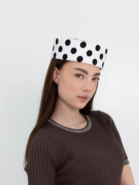 Шляпа таблетка коттоновая в горох D.Hats цвет белый 2953401385 фото