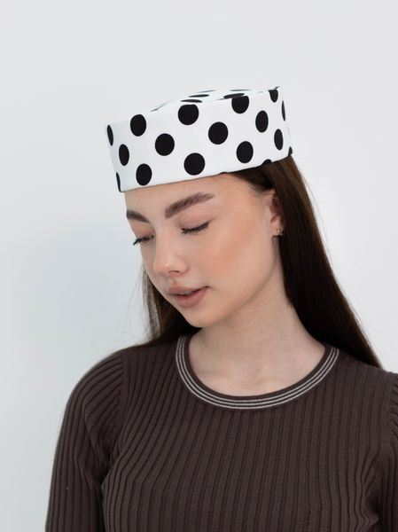 Шляпа таблетка коттоновая в горох D.Hats цвет белый 2953401385 фото