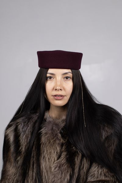 Капелюх таблетка кашемірова D.Hats бордового кольору 2868635261 фото