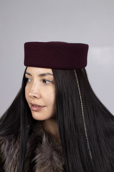 Капелюх таблетка кашемірова D.Hats бордового кольору 2868635261 фото
