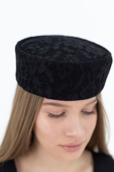 Шляпа таблетка с кружевом D.Hats Черная 3015606361 фото