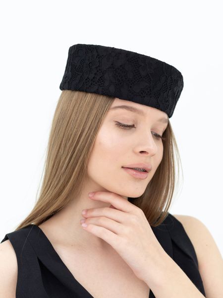 Шляпа таблетка с кружевом D.Hats Черная 3015606361 фото