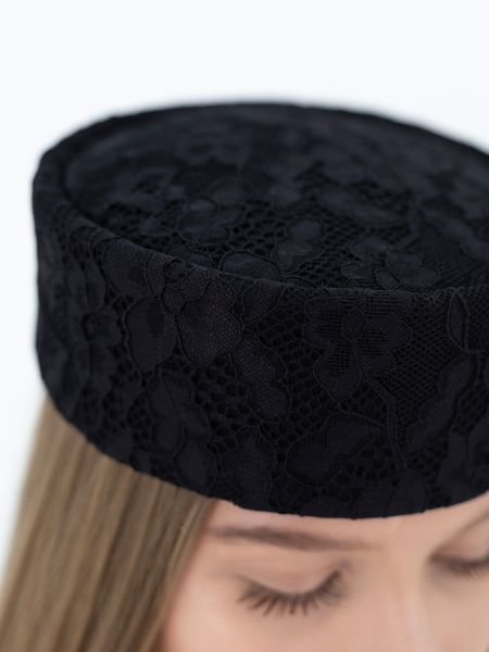Шляпа таблетка с кружевом D.Hats Черная 3015606361 фото