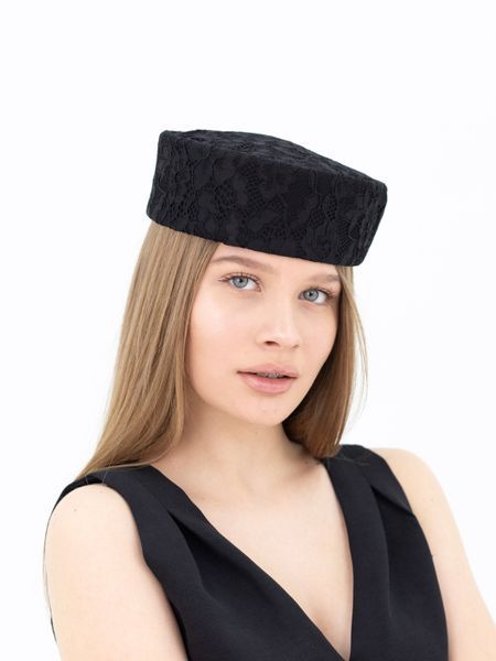 Шляпа таблетка с кружевом D.Hats Черная 3015606361 фото
