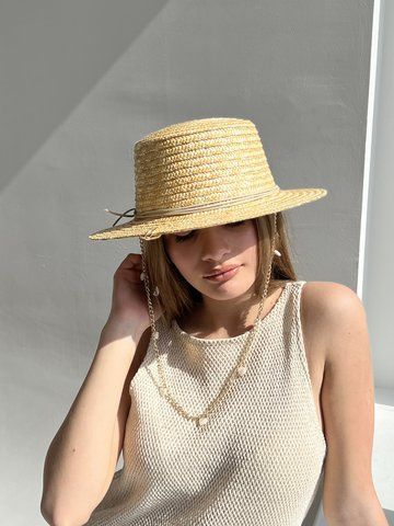 Солом'яний капелюх канотьє золото серце D.Hats 2193638404 фото