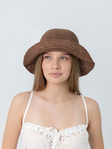 Панама женская летняя из рафии D.Hats коричневая 3039066847 фото