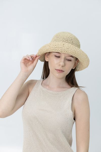 Панама женская летняя из рафии D.Hats Бежевый 3118283878 фото