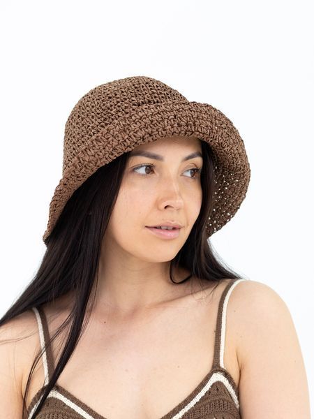 Панама женская летняя из рафии D.Hats коричневая 3039066847 фото