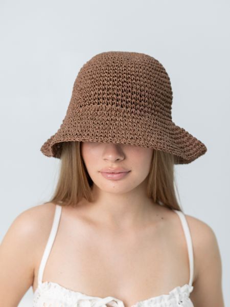 Панама женская летняя из рафии D.Hats коричневая 3039066847 фото