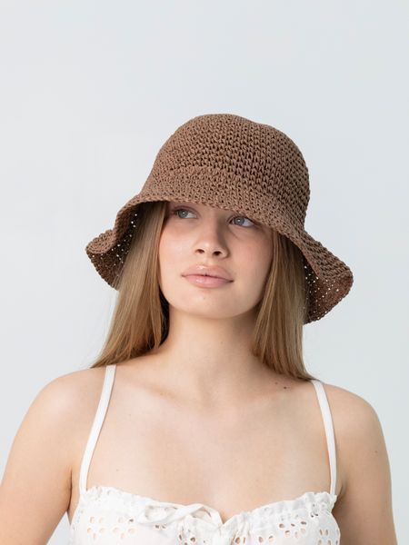 Панама женская летняя из рафии D.Hats коричневая 3039066847 фото