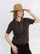Шляпа Федора женская D.Hats из рафия с двойной цепью золото коричневая 2301986098 фото 7