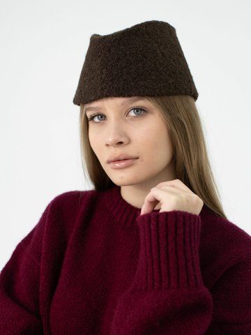 Пілотка з хутра букле D.Hats Коричневий c_2410634819 фото