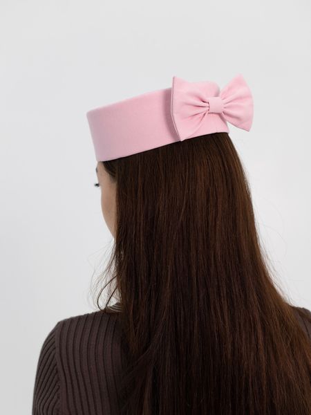 Шляпа таблетка с бантом коттоновая D.Hats светло розовая 2976516007 фото