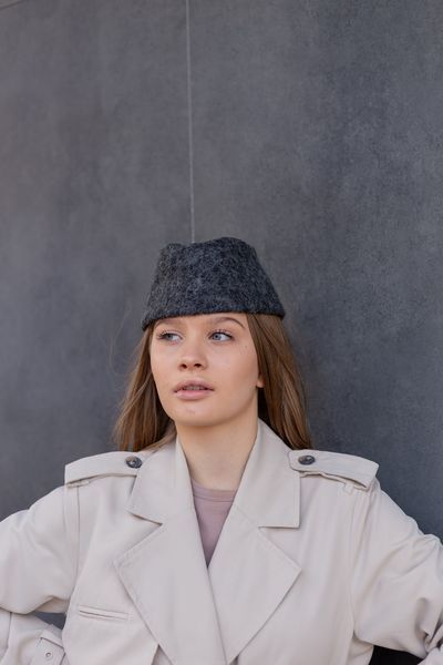 Пилотка из шерсти D.Hats серого цвета 2375104850 фото