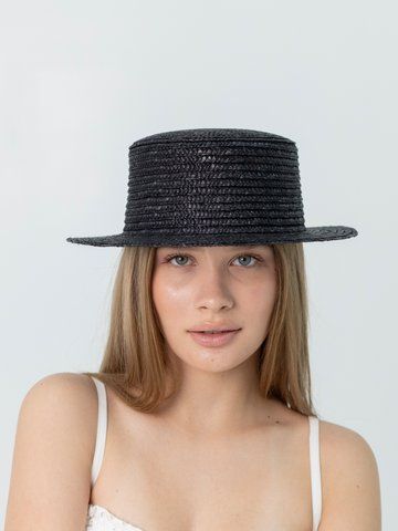Канотьє солом'яна з полями 5 см D.Hats чорного кольору 3093134890 фото