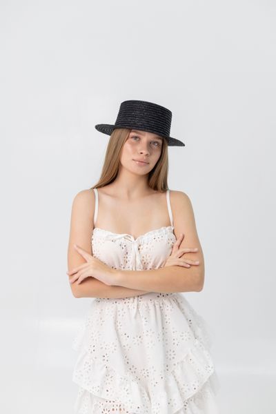 Канотьє солом'яна з полями 5 см D.Hats чорного кольору 3093134890 фото