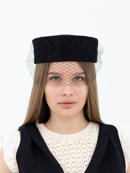 Шляпа таблетка с кружевом с вуалью D.Hats Черная 3015606361v фото