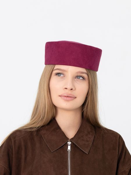 Капелюх таблетка замшева D.Hats колір бордовий c_3007419744 фото