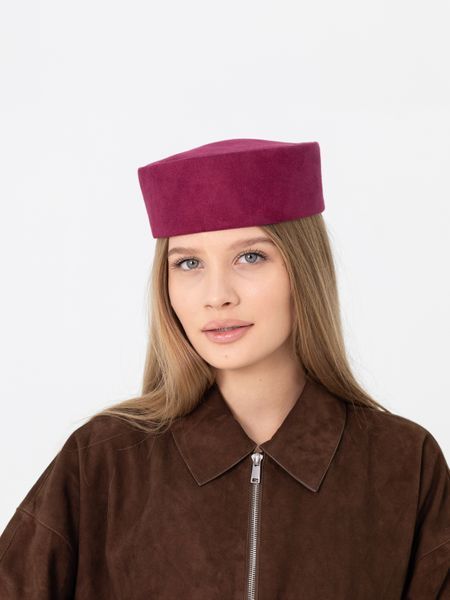 Капелюх таблетка замшева D.Hats колір бордовий c_3007419744 фото