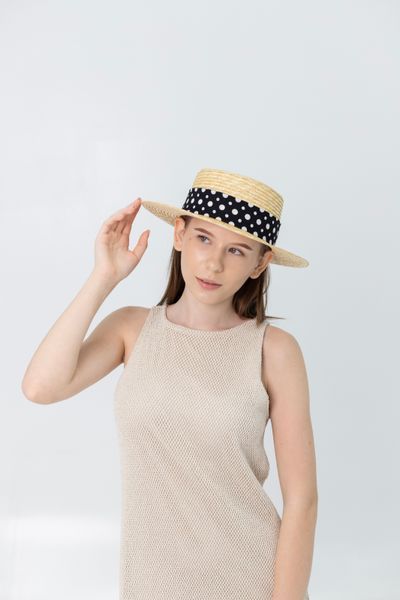 Солом'яний капелюх канотьє зі знімною стрічкою в горох D.Hats  c1006940657 фото