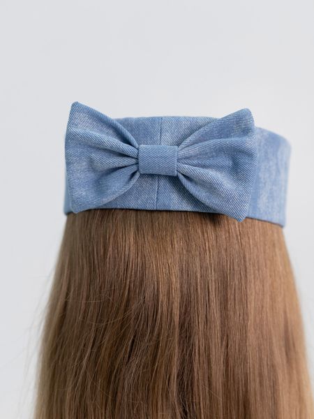 Шляпа таблетка с бантом коттоновая D.Hats цвет голубой 2977465486 фото
