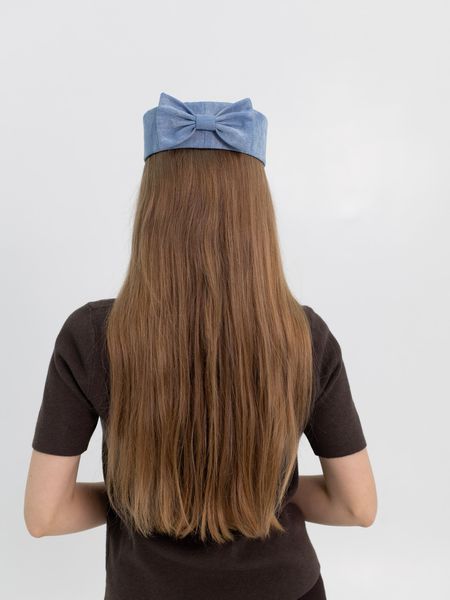 Шляпа таблетка с бантом коттоновая D.Hats цвет голубой 2977465486 фото