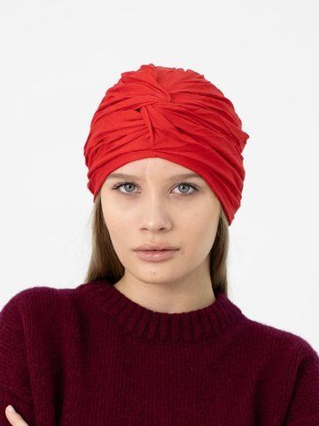 Тюрбан жіночий з бавовни D.Hats червоного кольору 2800348435 фото