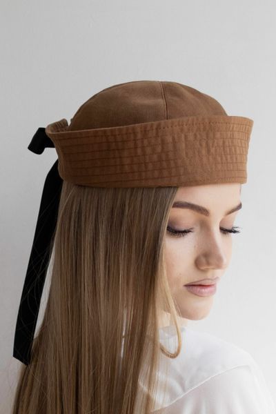 Панама матроса з атласною стрічкою літня D.Hats із натуральної бавовни коричнева 2548687278 фото