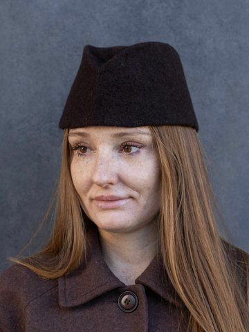 Пилотка из шерсти D.Hats Коричневый 2410561920 фото