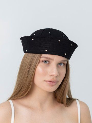 Панама матроса зі стразами D.Hats із натуральної бавовни чорна 3108665214 фото