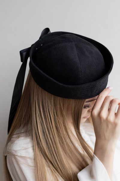 Панама матроса з атласною стрічкою літня D.Hats чорного кольору 2591030130 фото