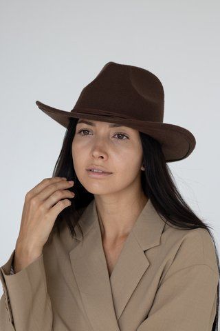 Шляпа фетровая Федора ковбойка D.Hats коричневого цвета 2362525276 фото