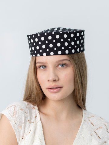 Капелюх таблетка котонова в горох D.Hats Чорний 3227143402 фото