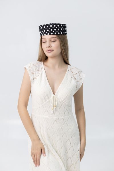 Шляпа таблетка коттоновая в горох D.Hats Чёрный 3227143402 фото