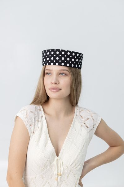 Шляпа таблетка коттоновая в горох D.Hats Чёрный 3227143402 фото