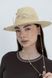 Шляпа Федора из рафия с золотистой цепью с жемчужинами D.Hats бежевая 3043155053 фото 5