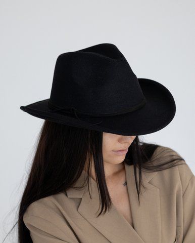 Шляпа фетровая Федора ковбойка D.Hats черного цвета 2362533891 фото