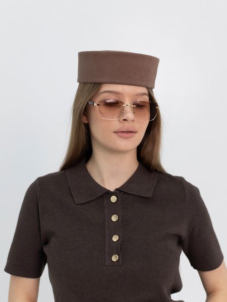 Капелюх таблетка котонова D.Hats колір коричневий 2979567377 фото