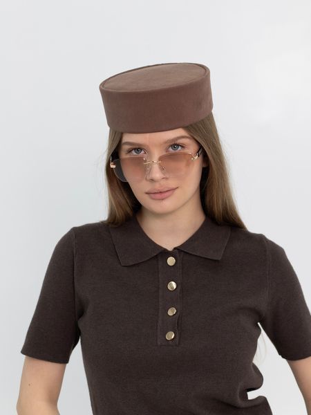 Капелюх таблетка котонова D.Hats колір коричневий 2979567377 фото