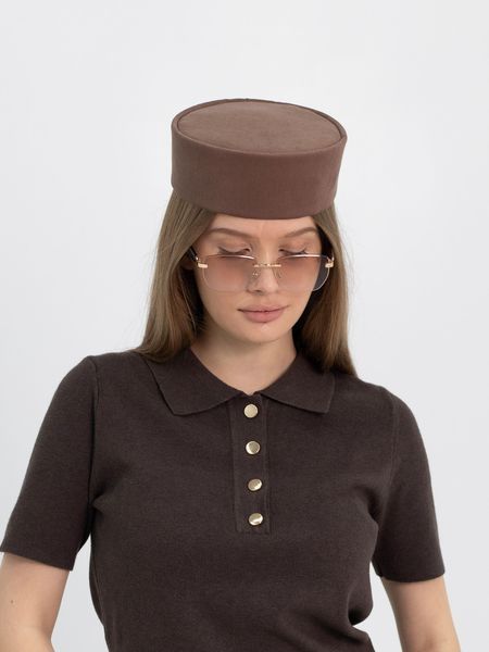 Капелюх таблетка котонова D.Hats колір коричневий 2979567377 фото