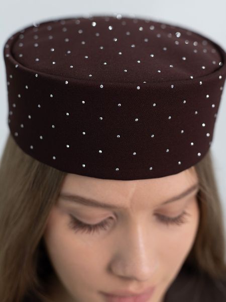 Шляпа таблетка с камушками D.Hats Коричневый 2979571053 фото