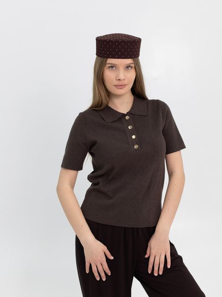 Шляпа таблетка с камушками D.Hats Коричневый 2979571053 фото