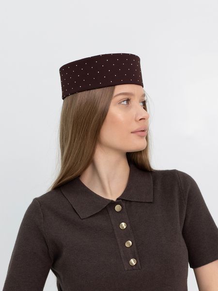 Шляпа таблетка с камушками D.Hats Коричневый 2979571053 фото