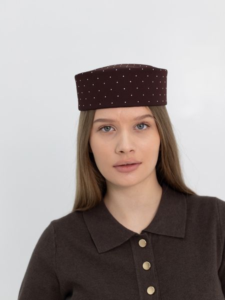 Шляпа таблетка с камушками D.Hats Коричневый 2979571053 фото