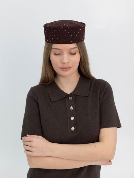 Шляпа таблетка с камушками D.Hats Коричневый 2979571053 фото