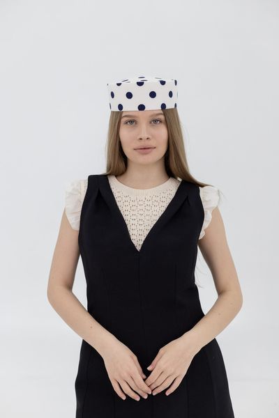 Капелюх таблетка льняна в синій горох D.Hats 3041914937 фото