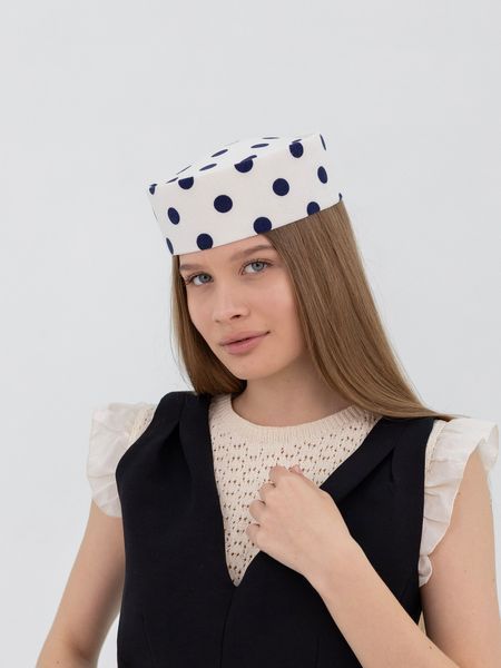 Капелюх таблетка льняна в синій горох D.Hats 3041914937 фото