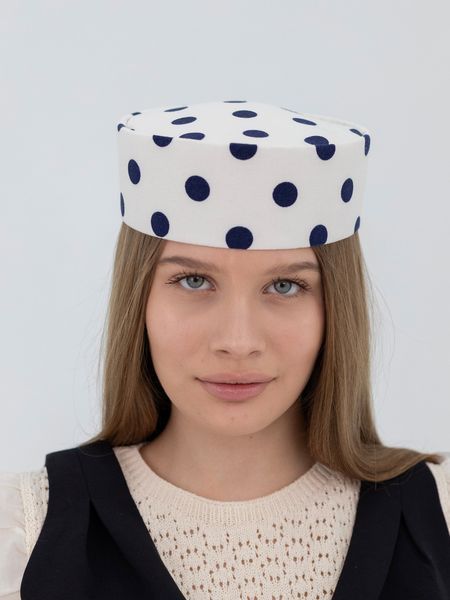 Капелюх таблетка льняна в синій горох D.Hats 3041914937 фото